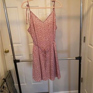 Pink floral sun dress with tie shoulders